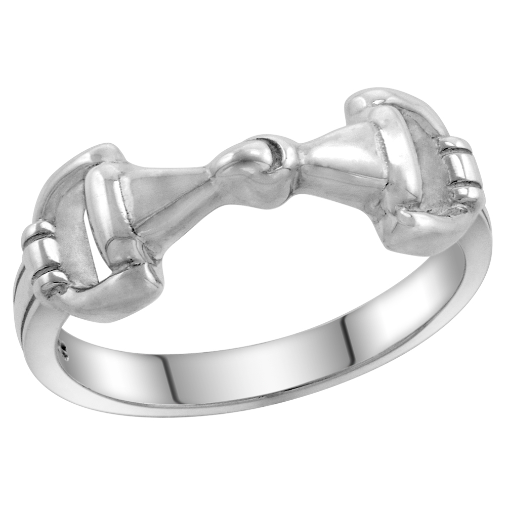 5/16 INCH DAINTY STERLING SILVER SNAFFLE BIT RING FOR WOMEN FLAWLESS HIGH POLISH FINISH SIZES 6-9