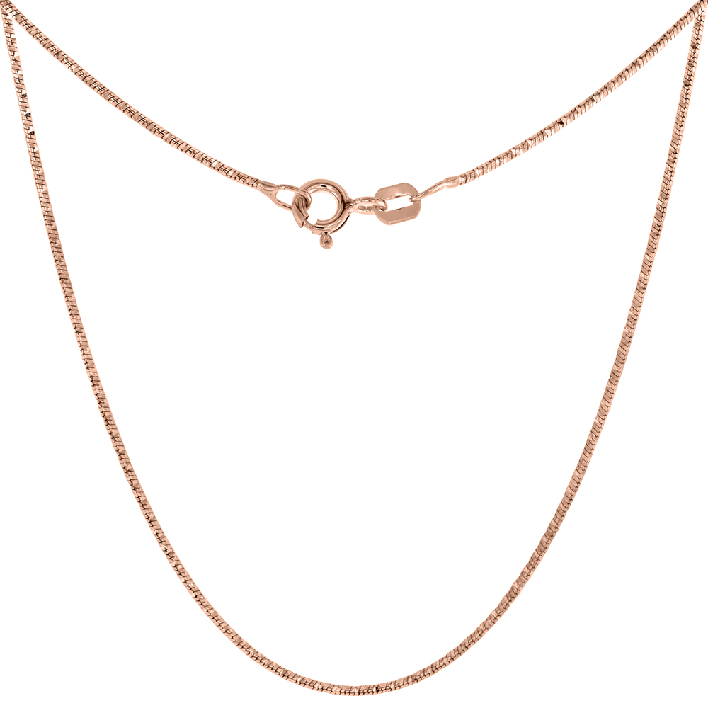 Sterling Silver Sparkle Snake Chain Necklaces & Bracelets fine 0.85mm Rose Gold Finish 16 & 18 inch