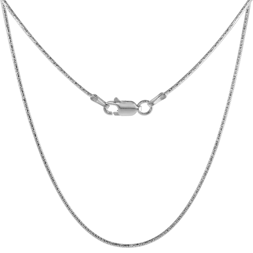 STERLING SILVER 1MM THIN DIAMOND CUT SNAKE CHAIN NECKLACE NICKEL FREE ITALY 7-30 INCH