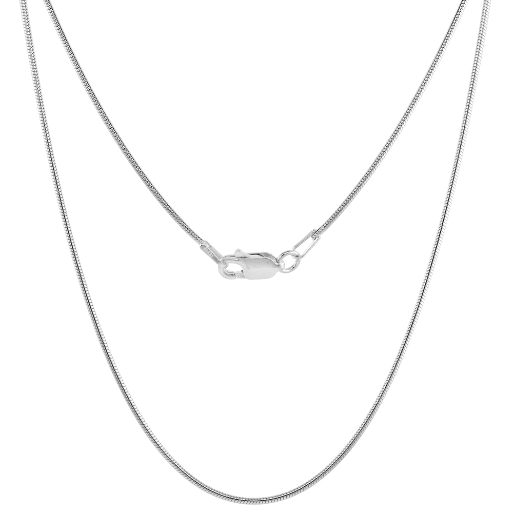 STERLING SILVER SNAKE CHAIN NECKLACES & BRACELETS 1MM THIN WIDE NICKEL FREE ITALY, SIZES 7 - 30 INCH