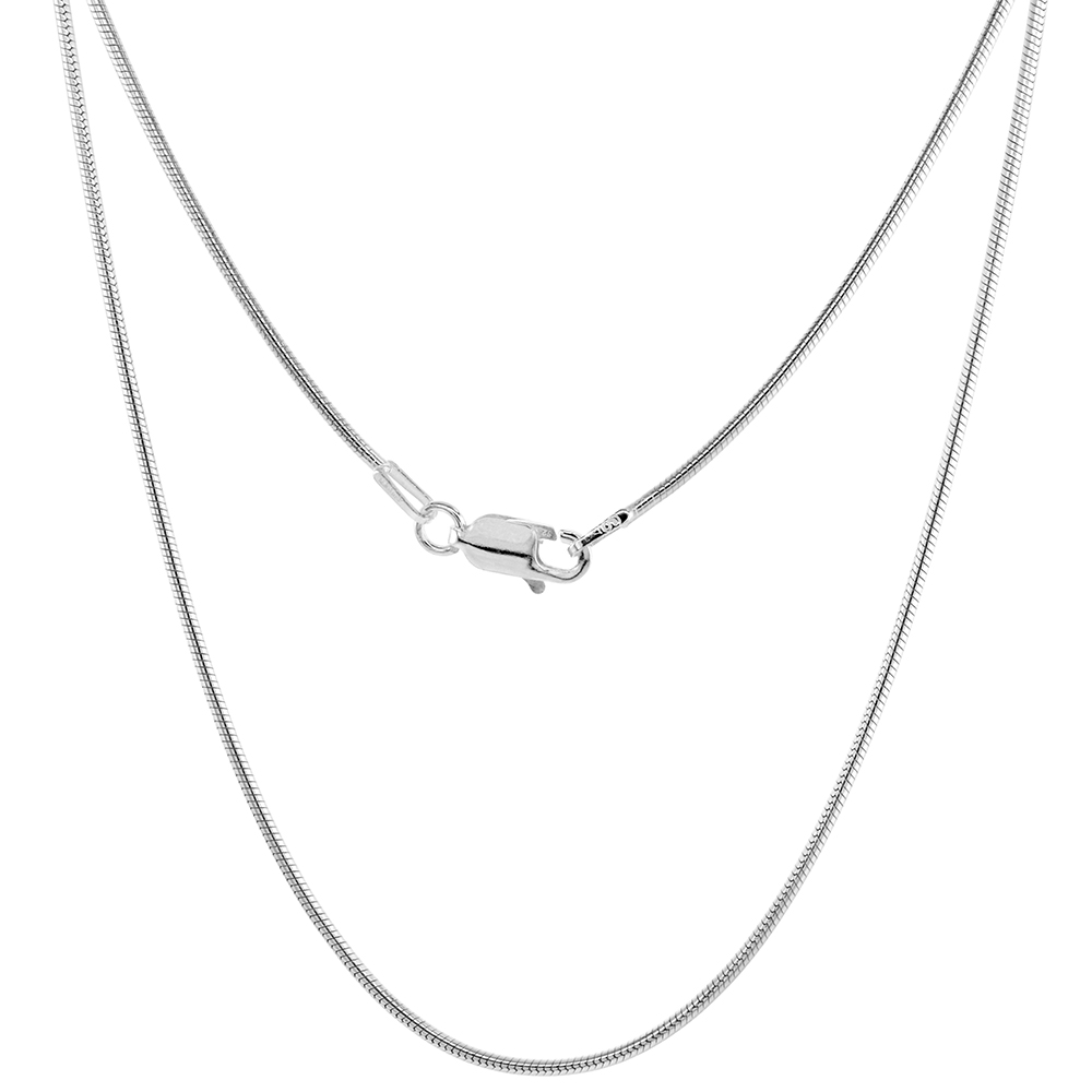 STERLING SILVER SNAKE CHAIN NECKLACES & BRACELETS LIGHT 1.2MM NICKEL FREE ITALY, SIZES 7 - 30 INCH