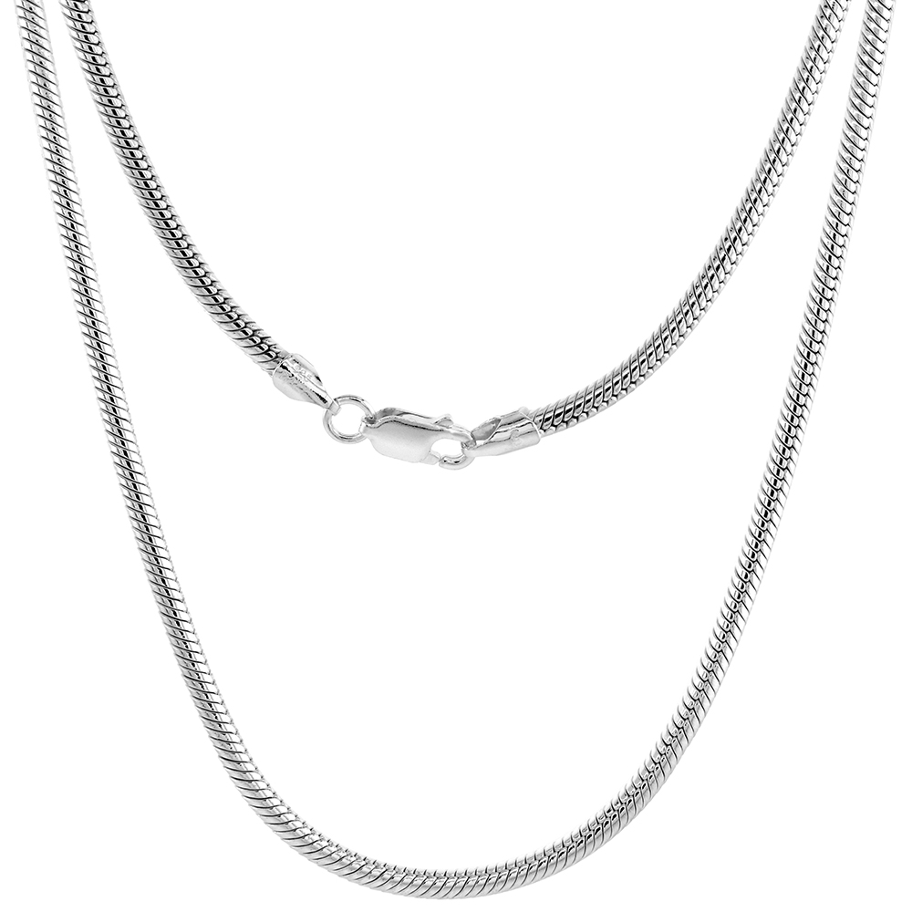 STERLING SILVER SNAKE CHAIN NECKLACES & BRACELETS 3MM VERY THICK NICKEL FREE ITALY, SIZES 7 - 30 INCH