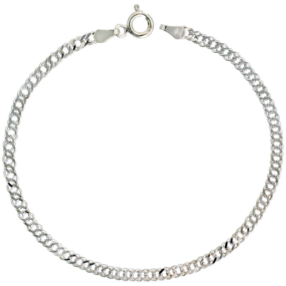 3MM STERLING SILVER ROMBO DOUBLE LINK CHAIN THIN NICKEL FREE ITALY SIZES 7 - 30 INCH