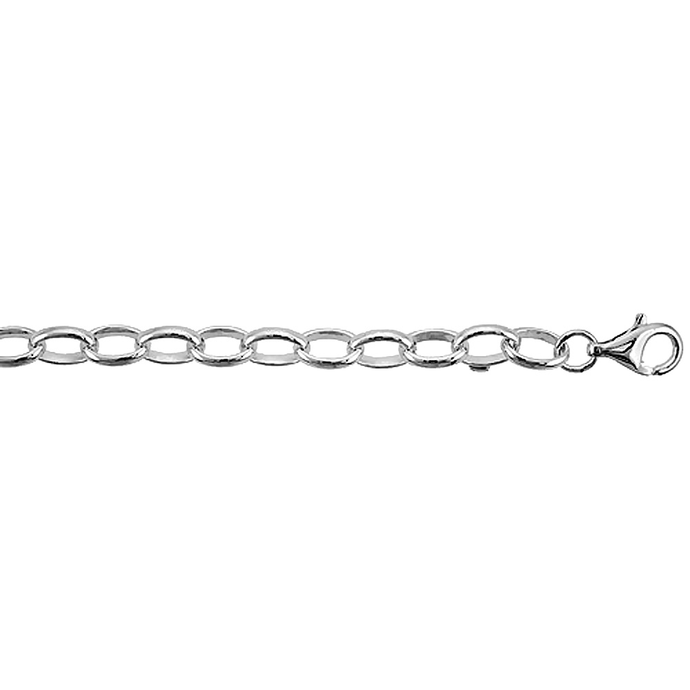 Sterling Silver Large Oval Rolo Chain Bracelets 8mm Thick Nickel Free, sizes 7 - 8 inch