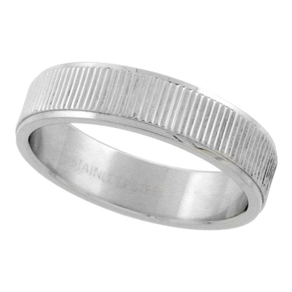 SURGICAL STAINLESS STEEL 6MM WEDDING BAND RING COIN EDGE FINISH SIZES 7 - 14