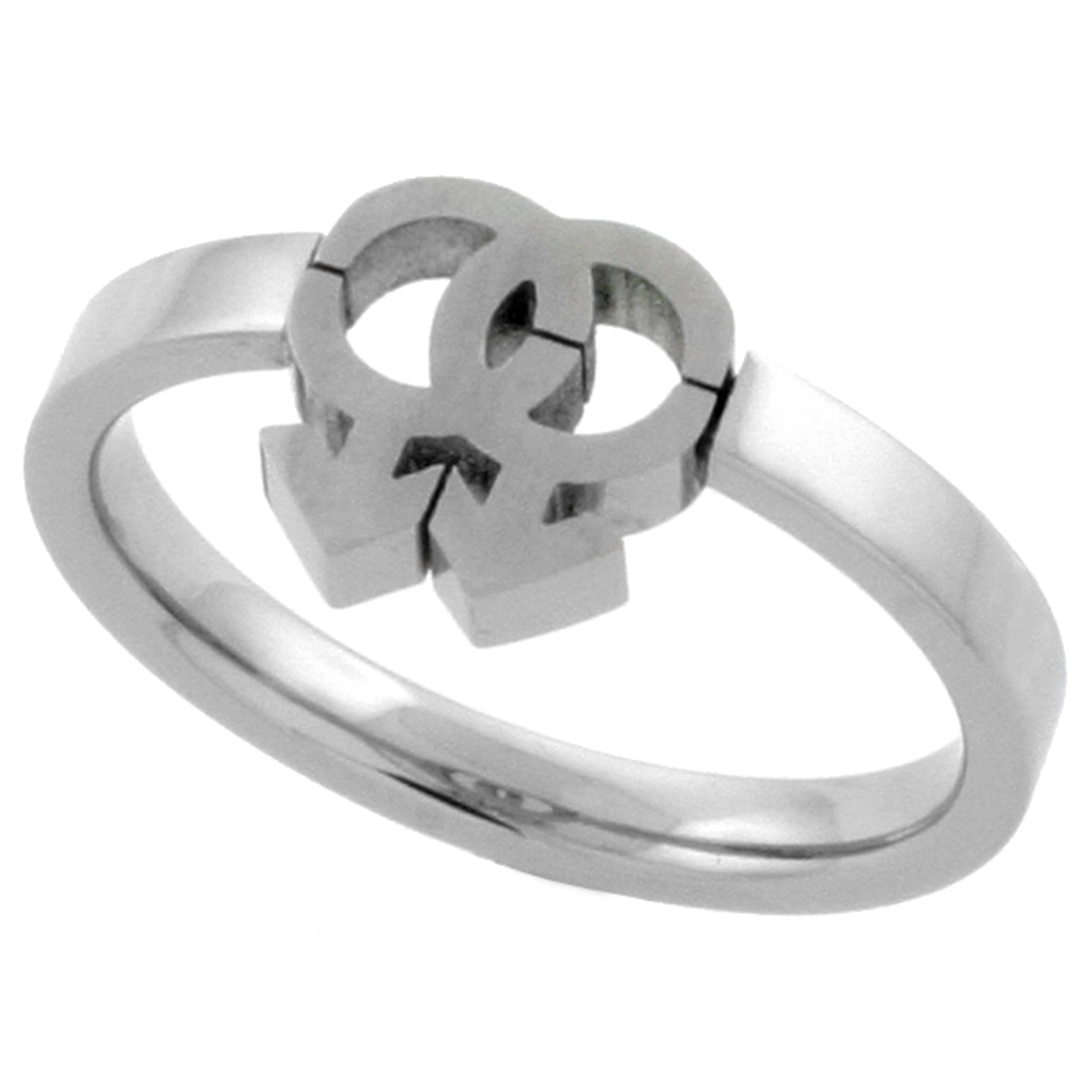 Stainless Steel Gay Symbol Ring Cut-out 7/16 inch, sizes 9 - 13