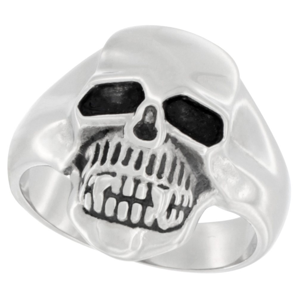 SURGICAL STAINLESS STEEL PLAIN SKULL RING 13/16 INCH LONG SIZES 9 - 15