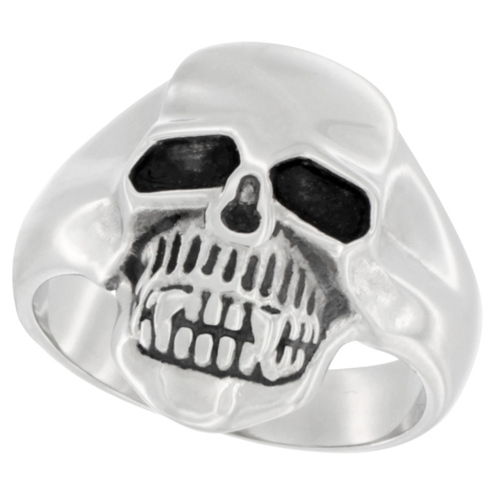 Surgical Stainless Steel Plain Skull Ring 13/16 inch long, sizes 9 - 15