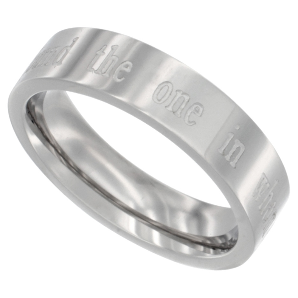 Stainless Steel 5mm I HAVE FOUND THE ONE IN WHOM MY SOUL DELIGHTS Wedding Band Ring Comfort fit sizes 5-9