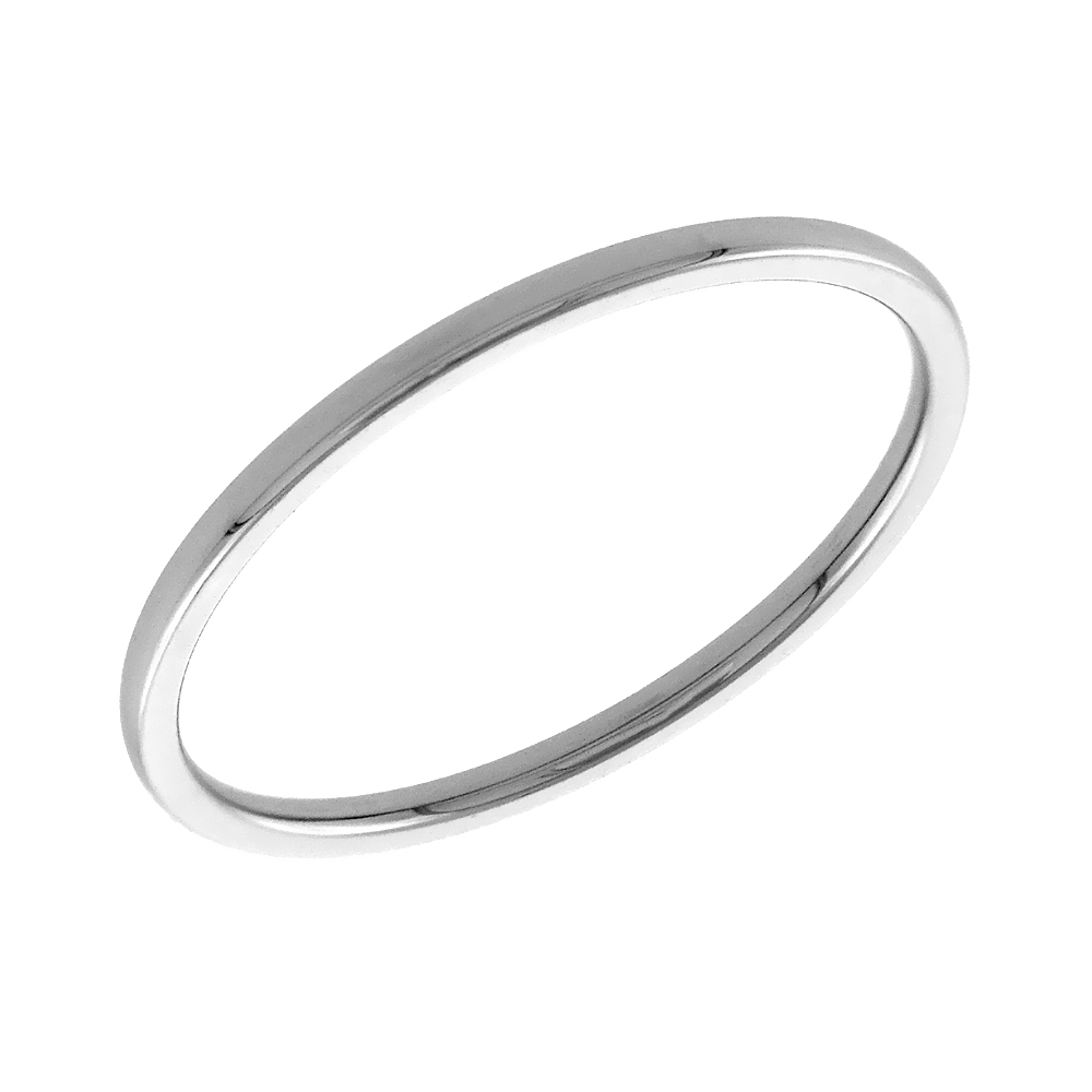 Surgical Stainless Steel Knuckle Ring Set of 4 Midi Stacking Rings 1mm Polished Comfort Fit, sizes 1 - 6