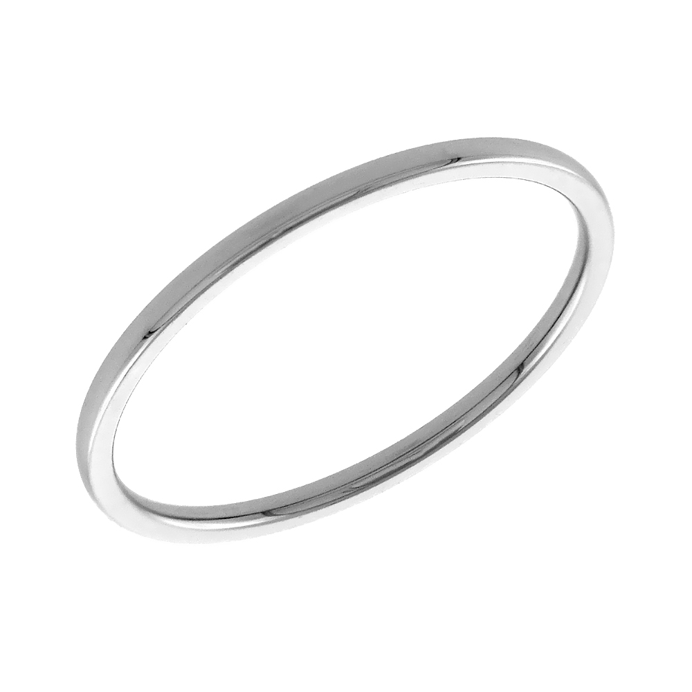 STAINLESS STEEL PLAIN MIDI RING 1MM TOE RING BABY RING DOMED STACKABLE POLISHED COMFORT FIT, SIZES 1-6