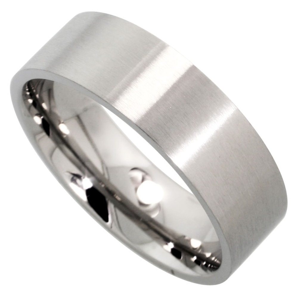 Surgical Stainless Steel 8mm Wedding Band Thumb Ring Comfort-Fit Matte Finish, sizes 8 - 15