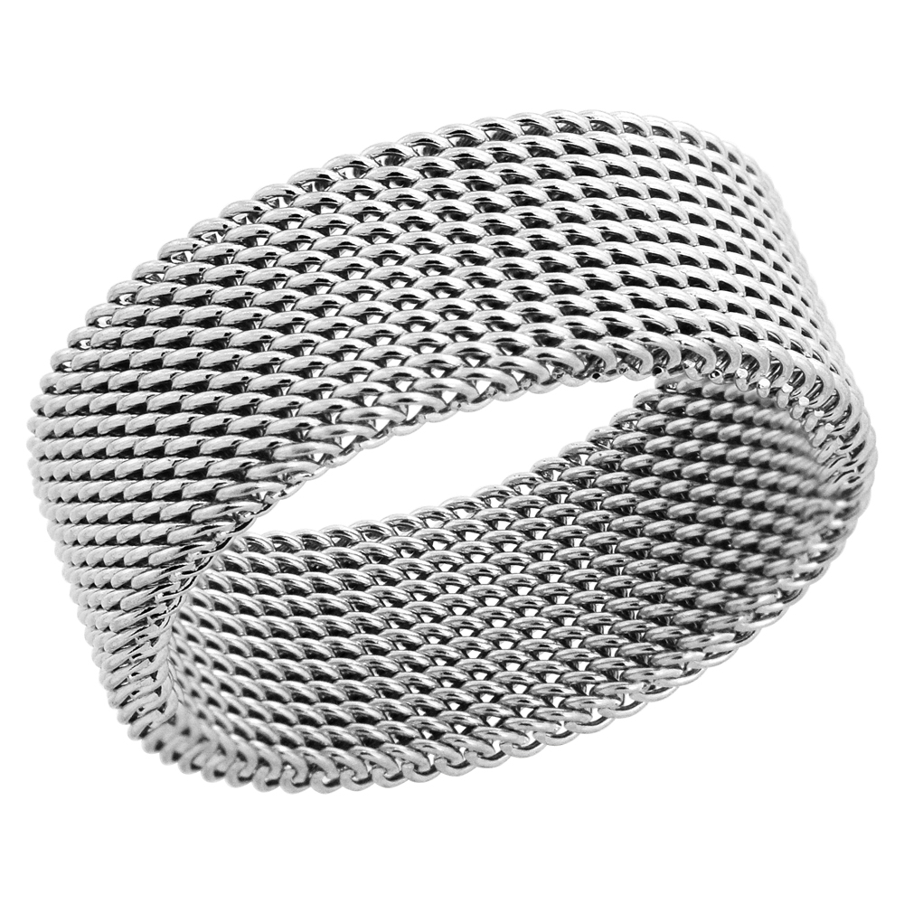 Surgical Stainless Steel 8 mm Mesh Ring Wedding Band, sizes 6 and 8