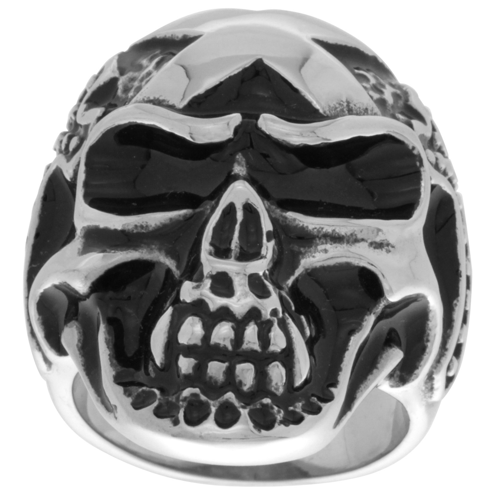 Stainless Steel Skull Ring Crosses Biker Rings for men Sizes 9 - 15