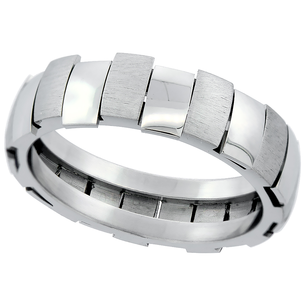 Surgical Stainless Steel 6mm Rectangular Links Ring 2-pc Combination Finish, sizes 8 - 14