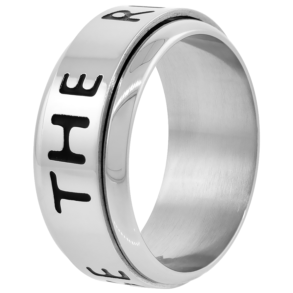 Surgical Stainless Steel 9mm CTR Spinner Ring Choose The Right Wedding Band, sizes 7 - 13