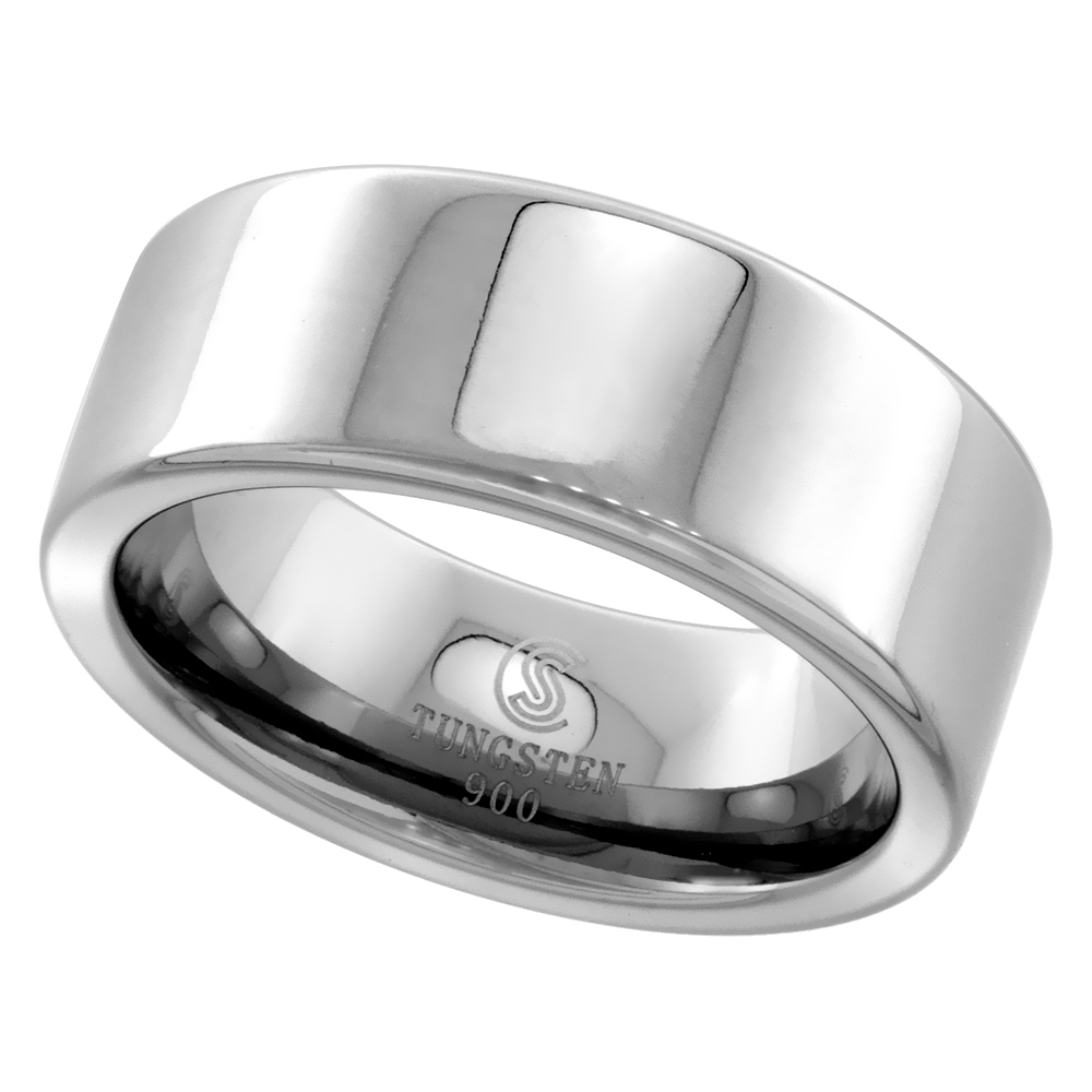 Tungsten Carbide 8 mm Pipe Cut Wedding Band Ring for Men and Women Polished Comfort fit sizes 7 to 14