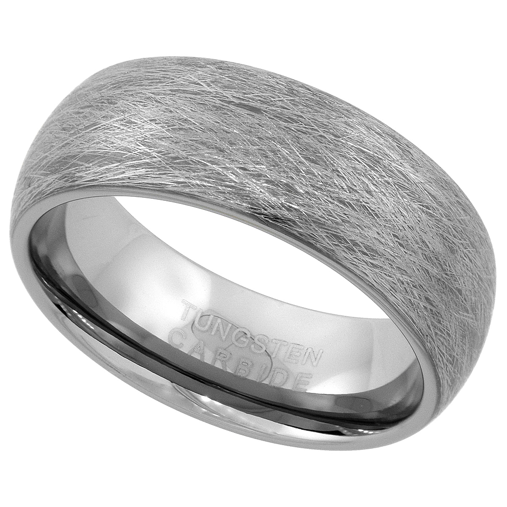 8mm Tungsten 900 Wedding Ring Brushed Finish Comfort fit, sizes 9 - 13