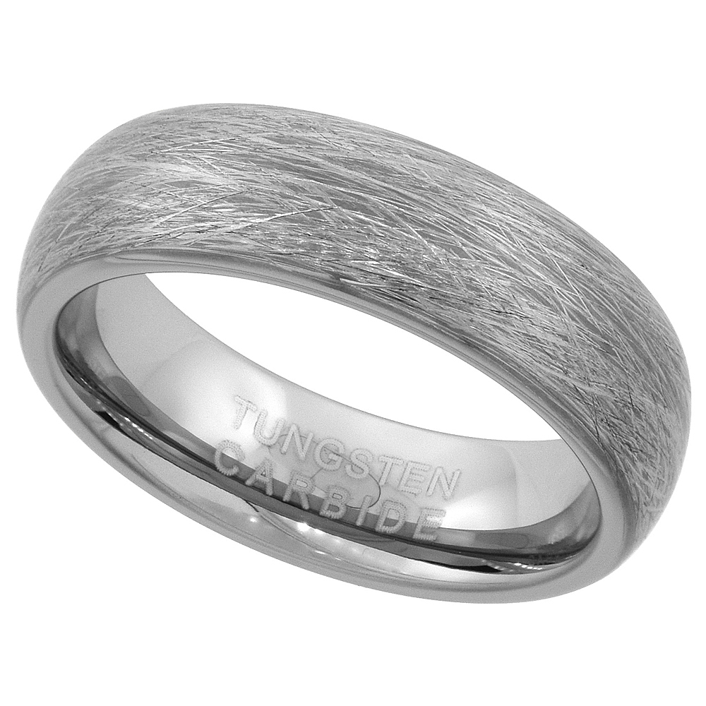 6MM TUNGSTEN CARBIDE WEDDING RING BRUSHED FINISH COMFORT FIT SIZES 5 - 9