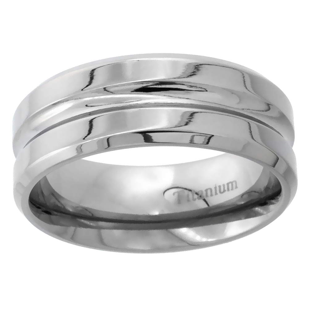 2 Groove Center Sizes 7-14 Titanium 6mm Comfort Fit Flat Wedding Band Ring