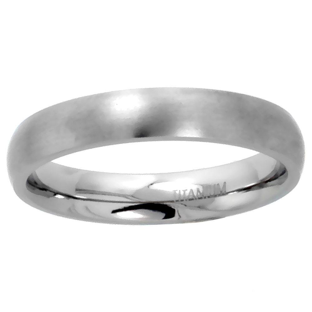 4mm Titanium Plain Wedding Band / Thumb Ring Domed Comfort-Fit Matte Finish 5/16 inch sizes 5 - 12