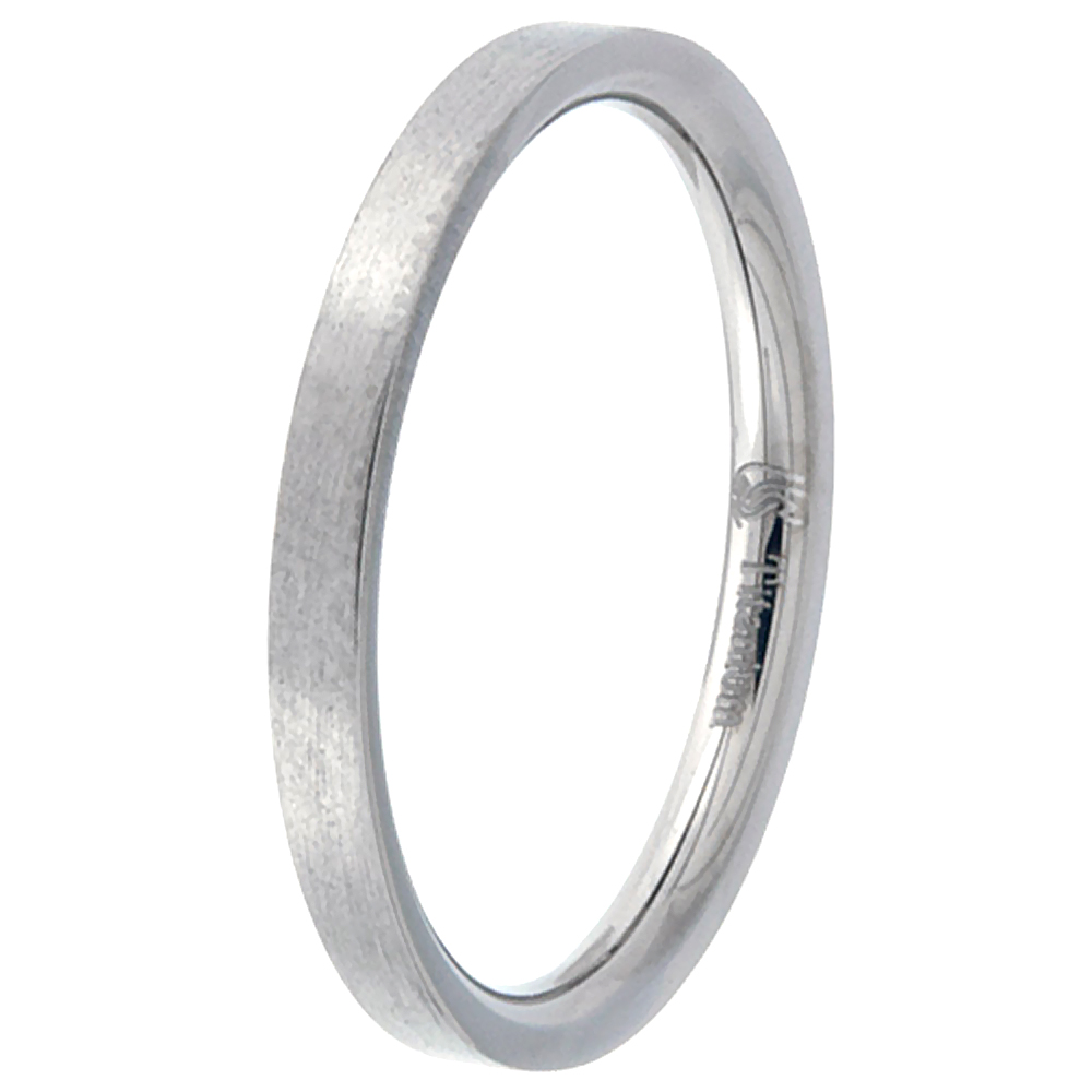 2mm Titanium Wedding Band Toe Ring Flat Thumb Ring Flat Plain Thin Stackable Brushed Comfort Fit sizes 1 - 12