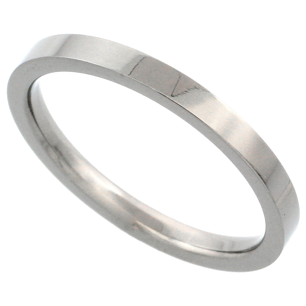 2mm Titanium Plain Wedding Band Thumb / Toe Ring Flat Thin Stackable Polished Comfort Fit sizes 1 - 11