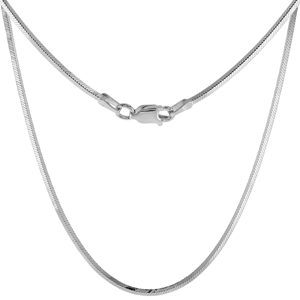 Sterling Silver Square Snake Chain Necklaces & Bracelets 1mm thin Nickel Free Italy, Sizes 7 - 30 inch