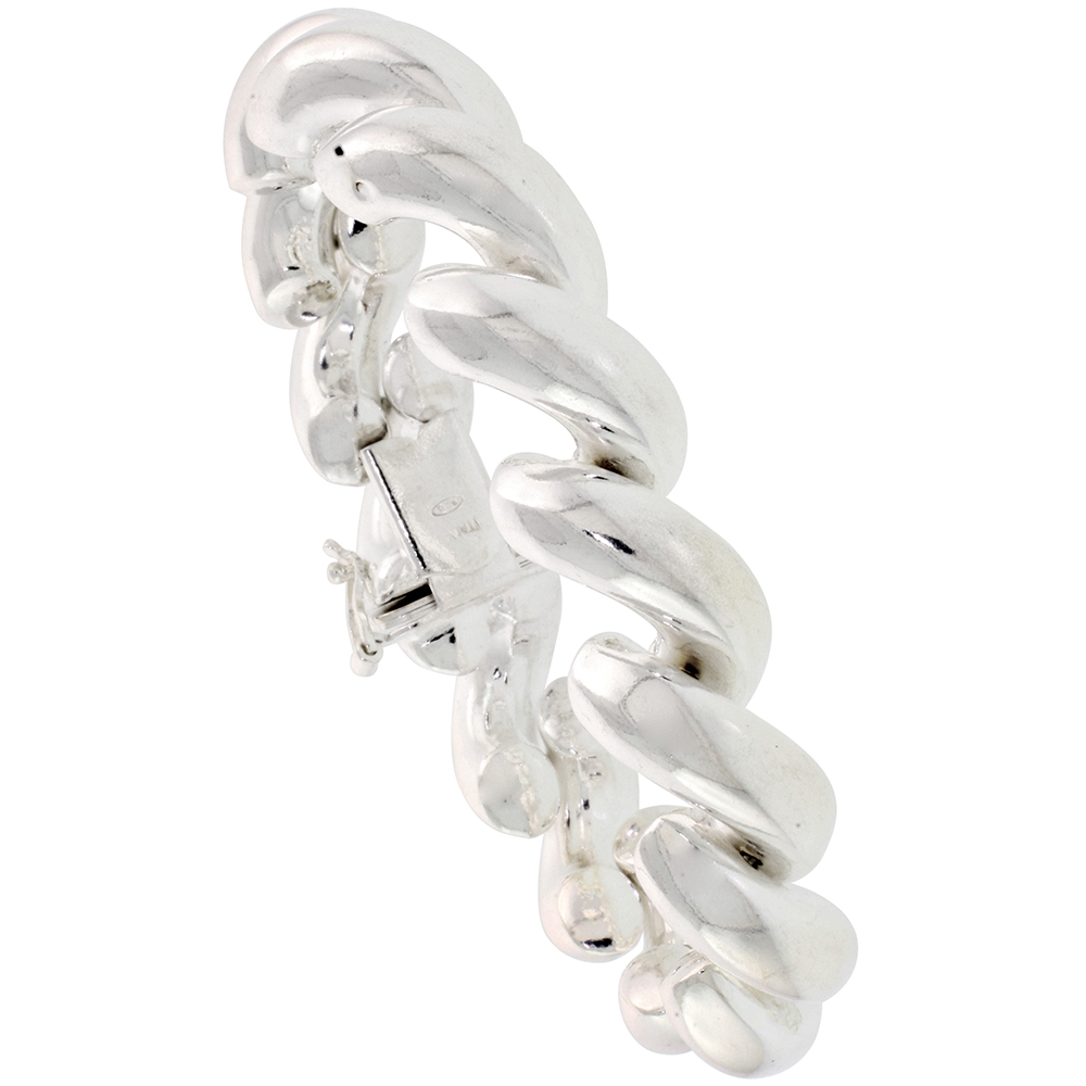 LARGE STERLING SILVER 14MM SAN MARCO NECKLACES AND BRACELETS FOR WOMEN ITALY 1/2 INCH WIDE 7-18 INCH SIZES