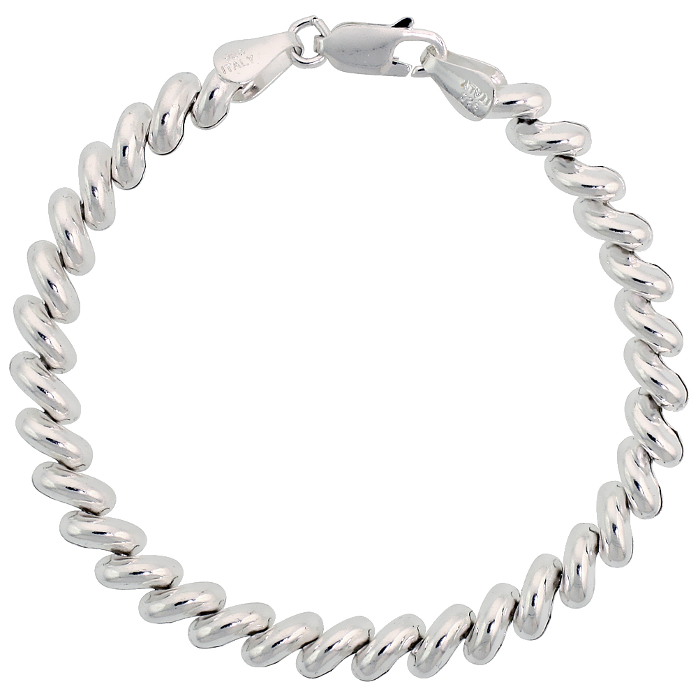 SMALLEST STERLING SILVER 6MM SAN MARCO NECKLACES AND BRACELETS FOR WOMEN ITALY 1/4 INCH WIDE 7-18 INCH SIZES
