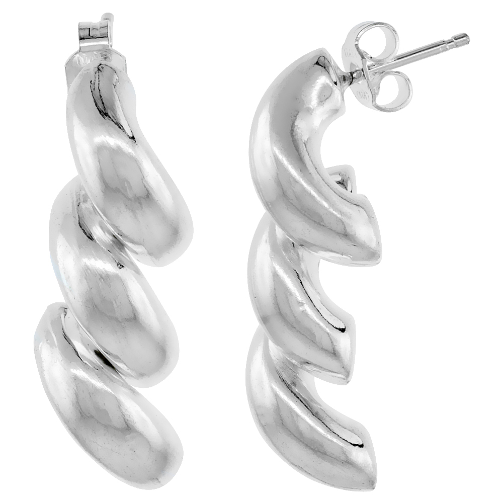 STERLING SILVER SAN MARCO EARRINGS ITALIAN, 1 3/16 INCH LONG