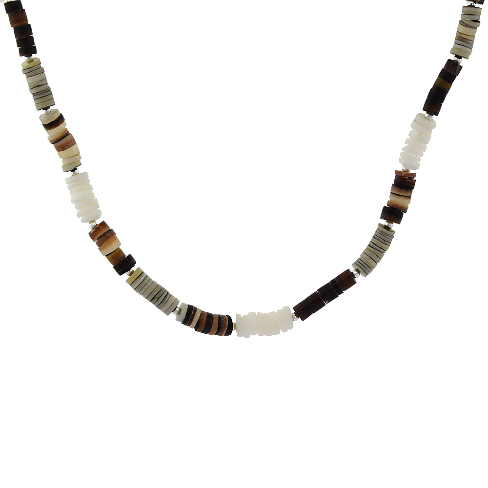 Nylon Necklace Sterling Silver Accents & Multi color Shell Stones
