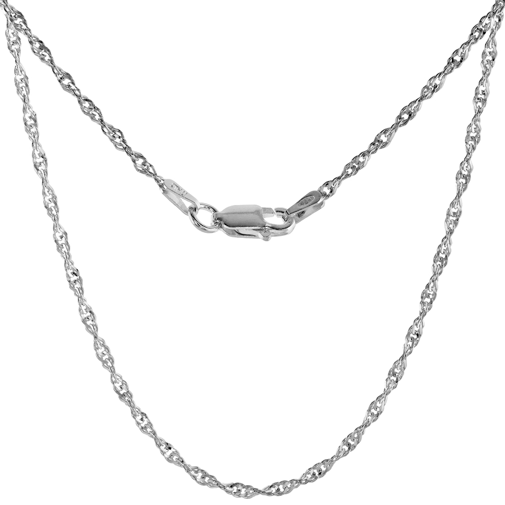 STERLING SILVER SINGAPORE CHAIN NECKLACES & BRACELETS 2.2MM NICKEL FREE ITALY, SIZES 7 - 30 INCH