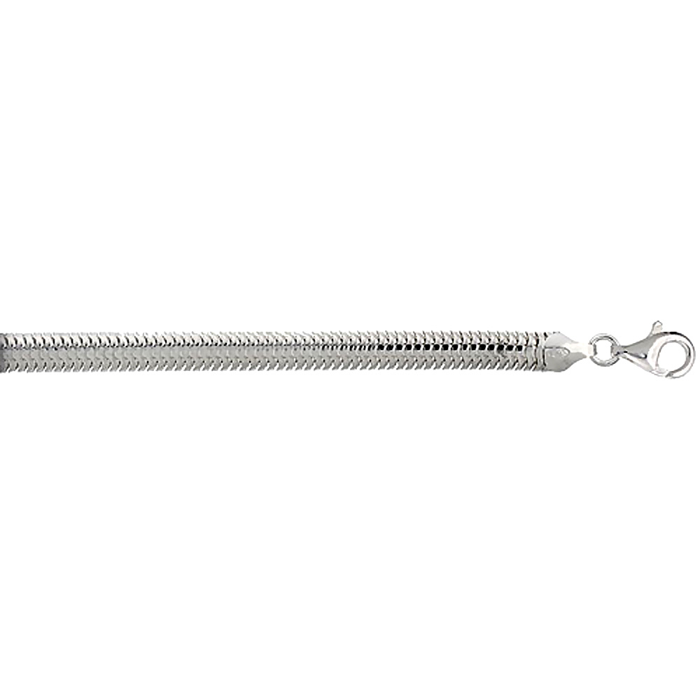 Sterling Silver 4.5 mm Italian Flat Snake Chain, Nickel Free (Available in Different Lengths)