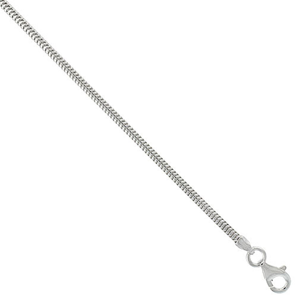 Sterling Silver Snake Chain Necklaces &amp; Bracelets 2mm Vintage Style Nickel Free Italy, 7 - 30 inch