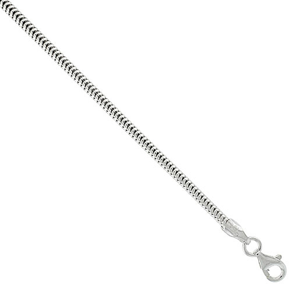 Sterling Silver Snake Chain Necklace 2 .4mm Vintage Style Nickel Free Italy, sizes 7 - 30 inch