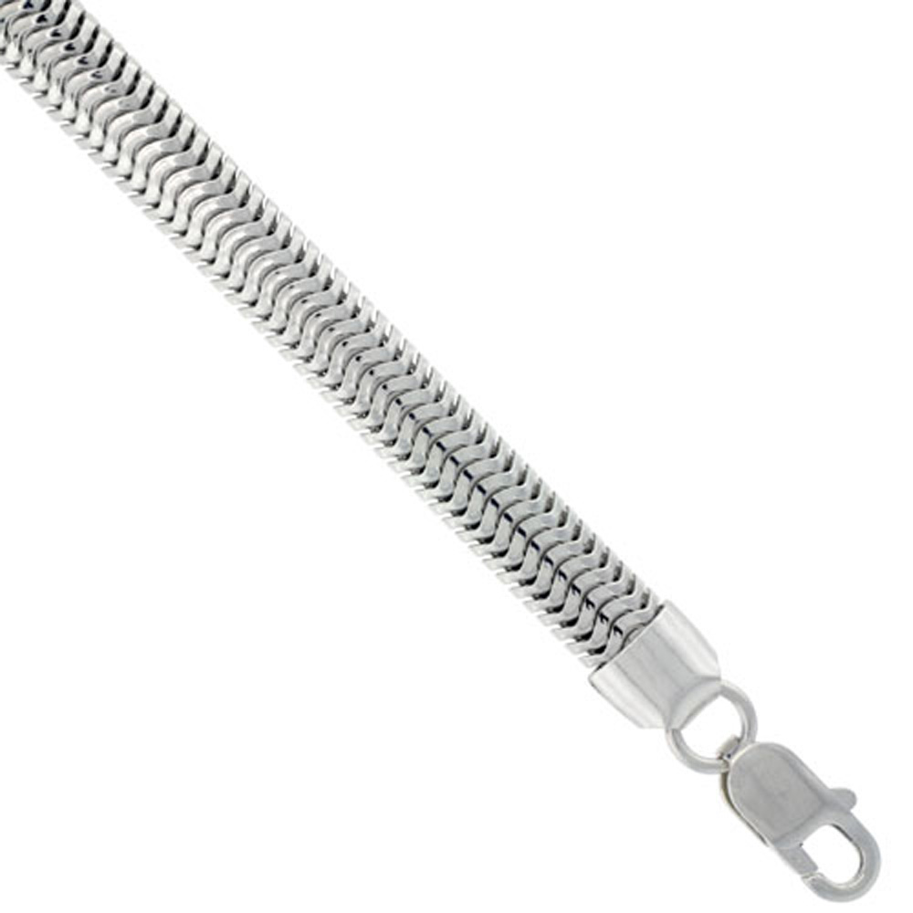 STERLING SILVER OVAL SNAKE CHAIN 8MM VERY THICK NICKEL FREE ITALY, SIZES 16 - 20