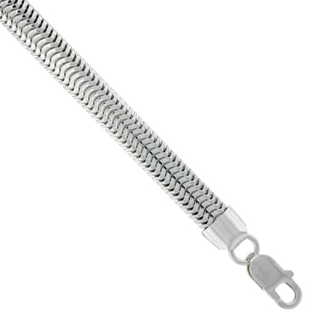 Sterling Silver Oval Snake Chain 8mm Very Thick Nickel Free Italy, sizes 16 - 20