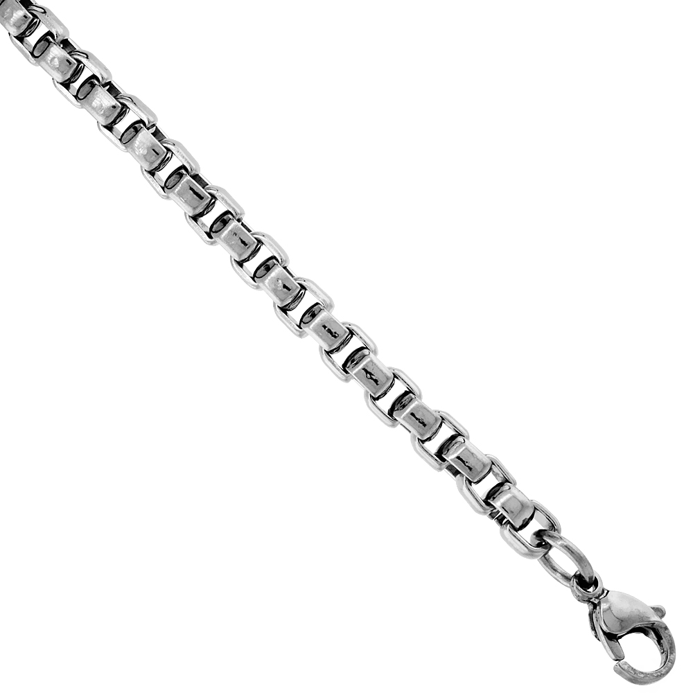 Surgical Steel Heavy Round Box Chain Necklace 5 mm, sizes 20, 22, 24 & 30 inch 