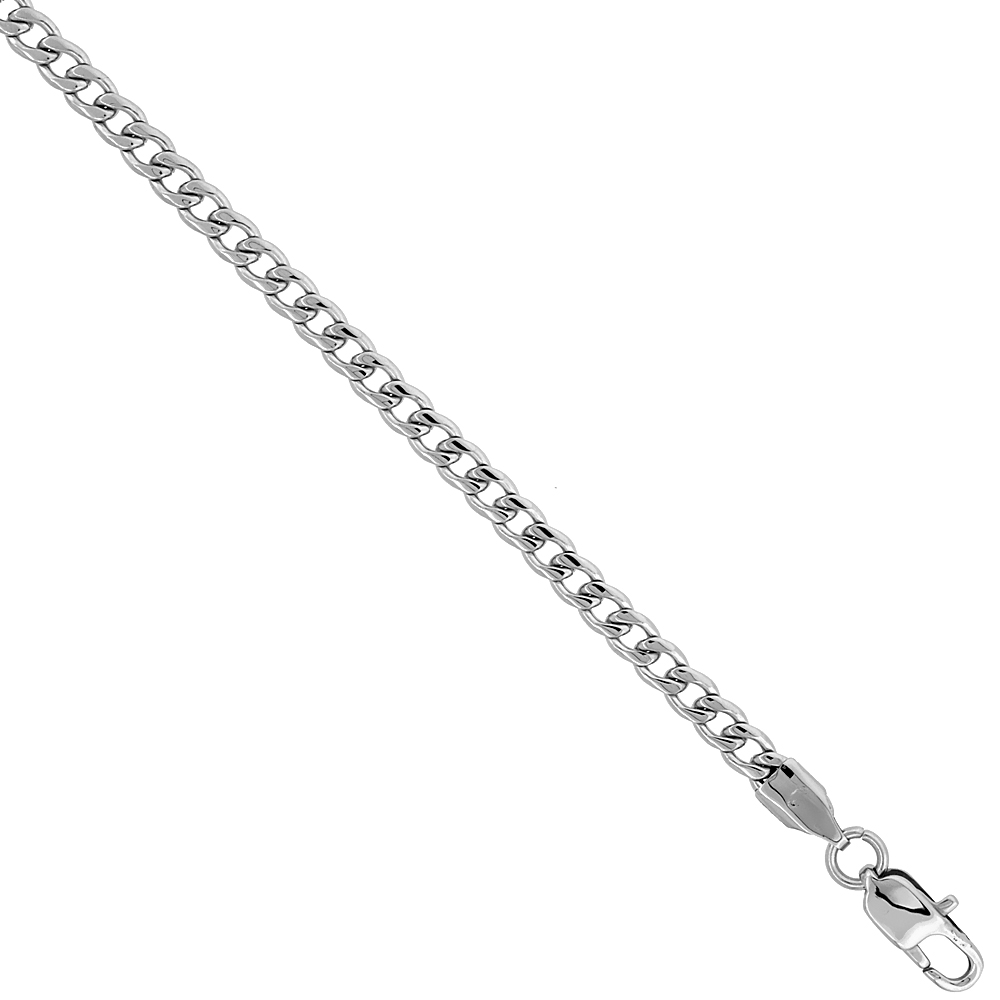 Stainless Steel Curb Link Cuban Chain Necklace 4.5 mm wide, sizes 20, 22, 24 & 30 inch 