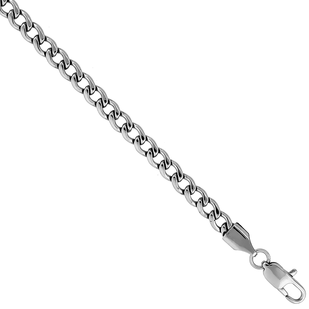 Stainless Steel Curb Link Cuban Chain Necklace 5.3 mm wide, sizes 20, 22, 24 & 30 inch 