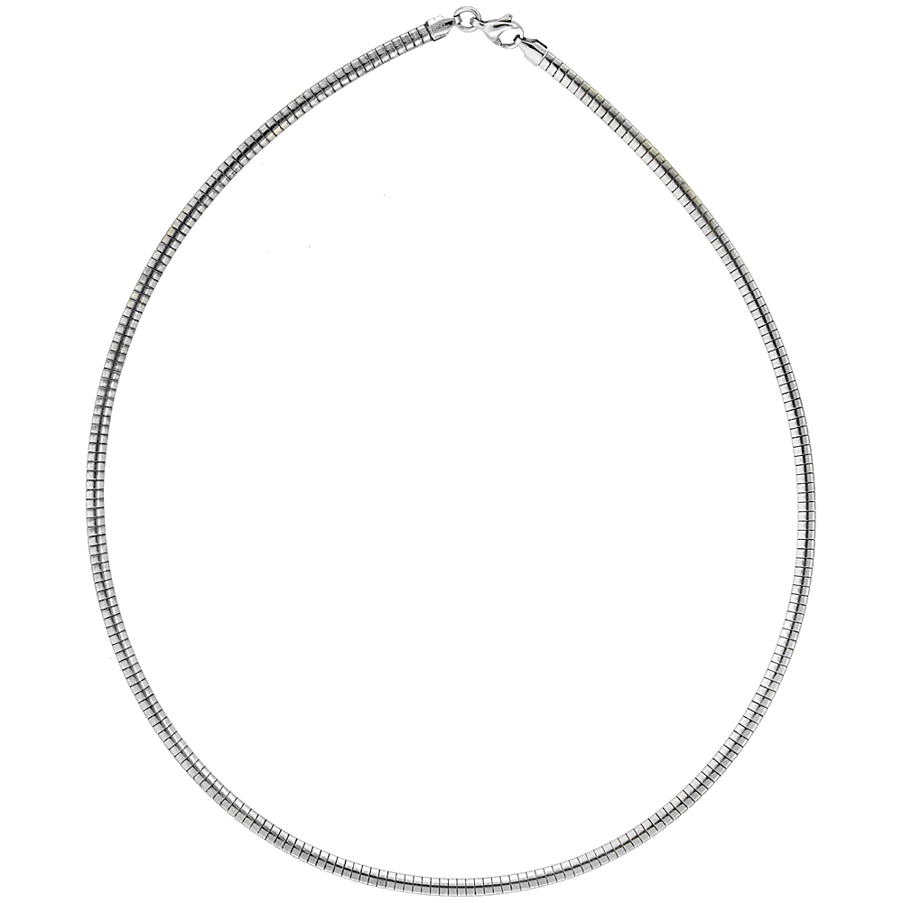 Stainless Steel Omega Necklace 4 mm wide, sizes 16 & 18 sizes