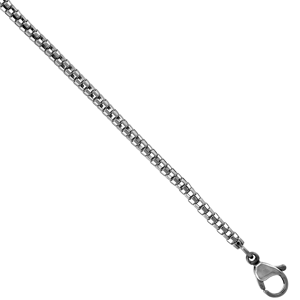 Stainless Steel Popcorn Chain Necklace 2.5 mm wide, 18, 20, 22 and 24 inch lengths