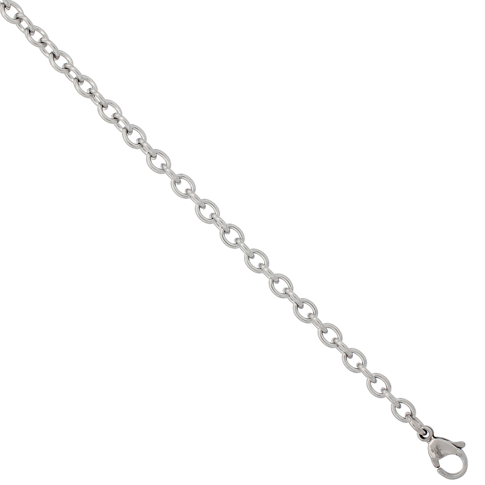 Surgical Steel Cable Chain 3/16 inch wide, available sizes 20, 24, 30 inch