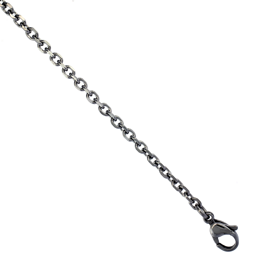 Surgical Steel Cable Chain Necklace 3 mm wide, sizes 16, 18, 20 and 24 inch