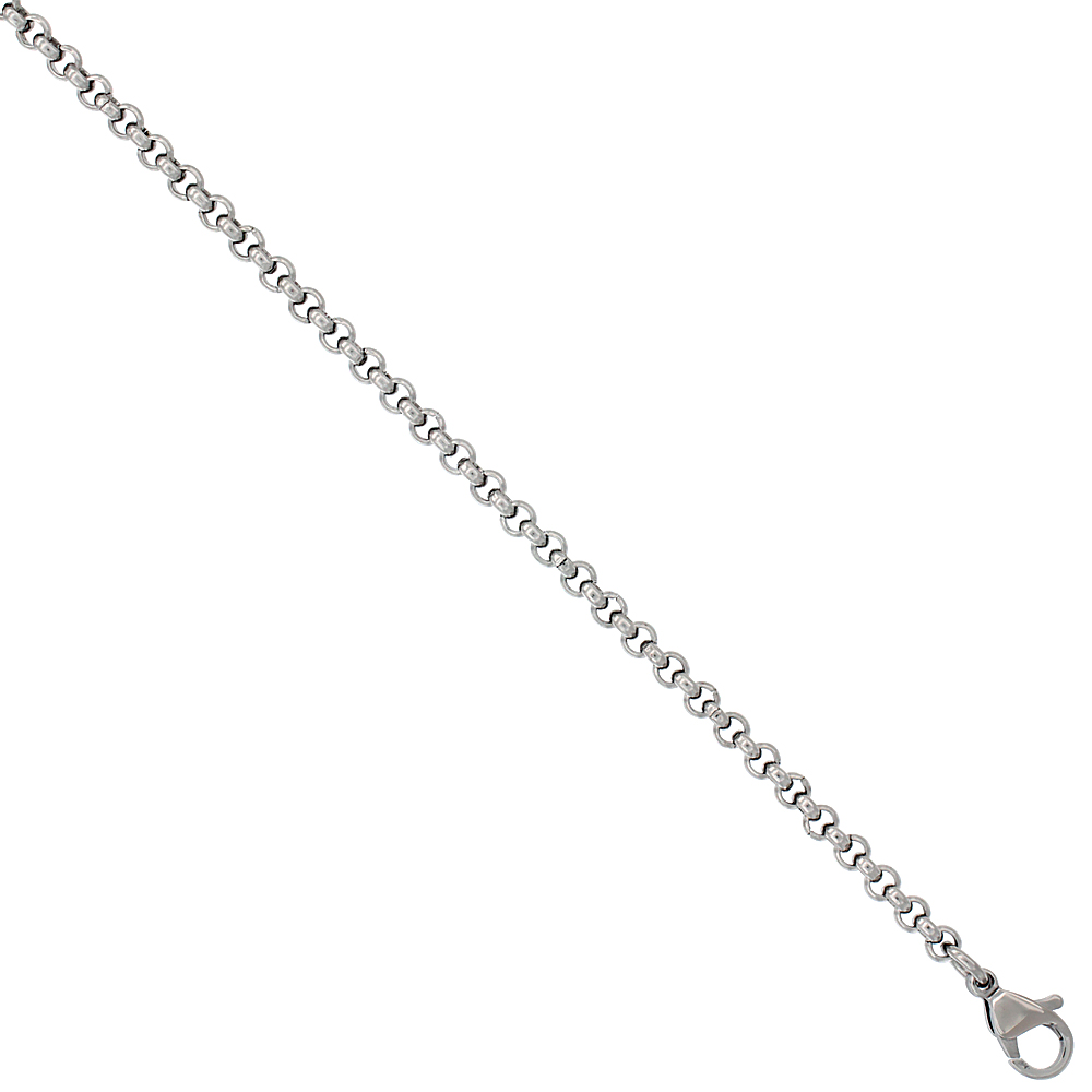 Surgical Steel Rolo Chain 1/8 inch wide, available sizes 16, 18, 20, 24, 30 inch