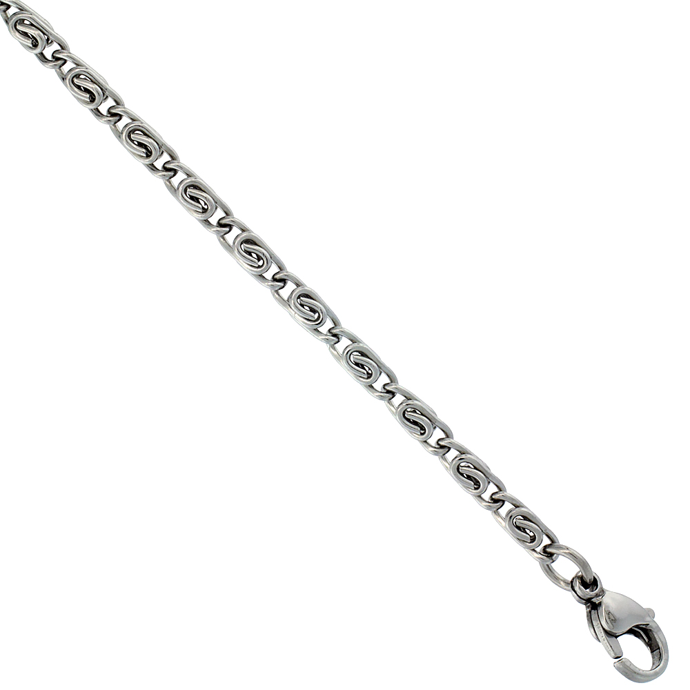 Surgical Steel Snail Chain Necklace 3 mm wide, 18, 20, 22 and 24 inch lengths