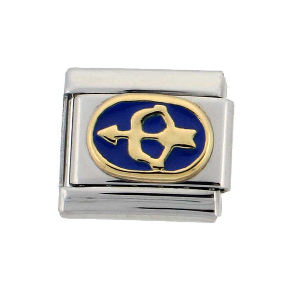 Stainless Steel 18k Gold Sagittarius Zodiac Sign Charm for Italian Charm Bracelets