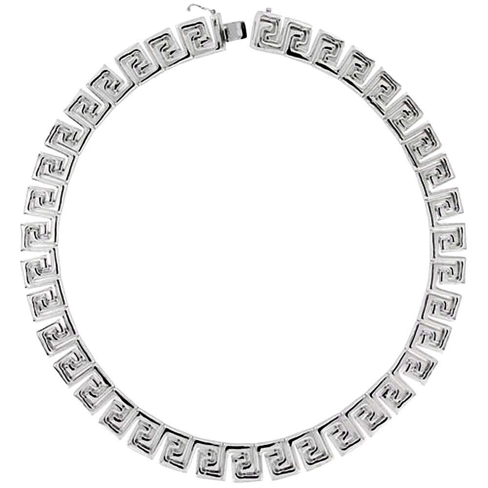 STERLING SILVER STAMPATO BRACELET & MATCHING NECKLACE , 9/16 IN. (15MM) WIDE