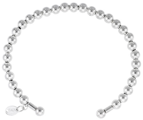 Sterling Silver Flexible Cuff 5mm Bead Bracelet